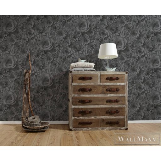 AS CREATION PintWalls 38718-5 szürke rózsa mintás térhatású tapéta