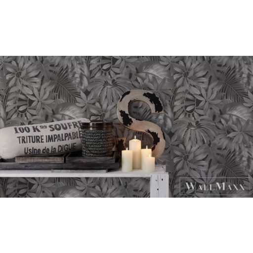 AS CREATION PintWalls 38720-3 fekete-fehér levél mintás térhatású tapéta
