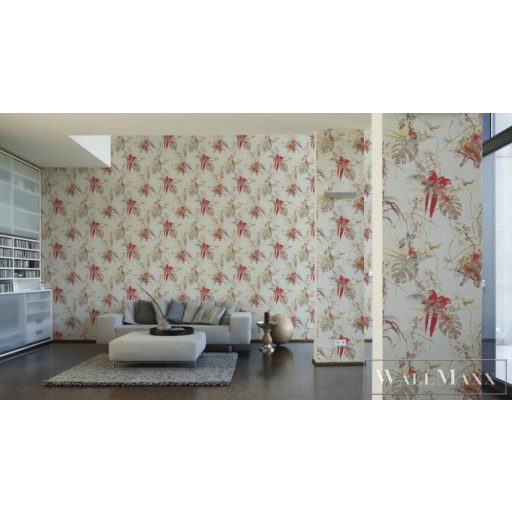 AS CREATION PintWalls 38725-1 fehér madár mintás grafikus tapéta