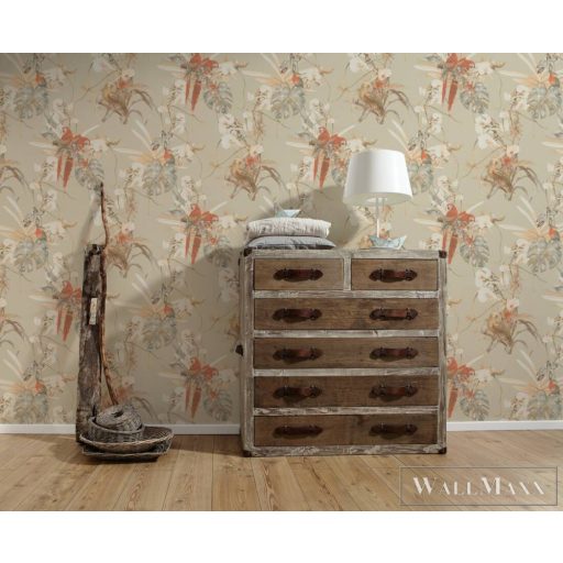 AS CREATION PintWalls 38725-2 bézs madár mintás grafikus tapéta