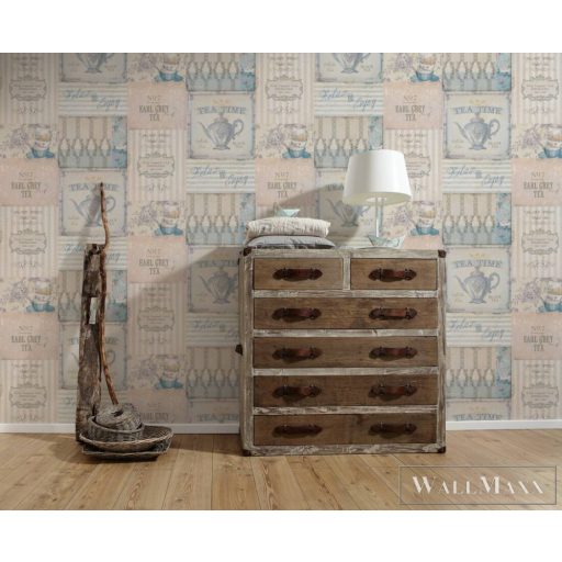 AS CREATION PintWalls 38727-2 kék teaház mintás elegáns tapéta