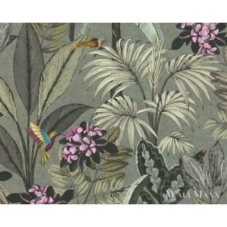  AS CREATION PintWalls 38738-2 zöld kolibri mintás grafikus tapéta
