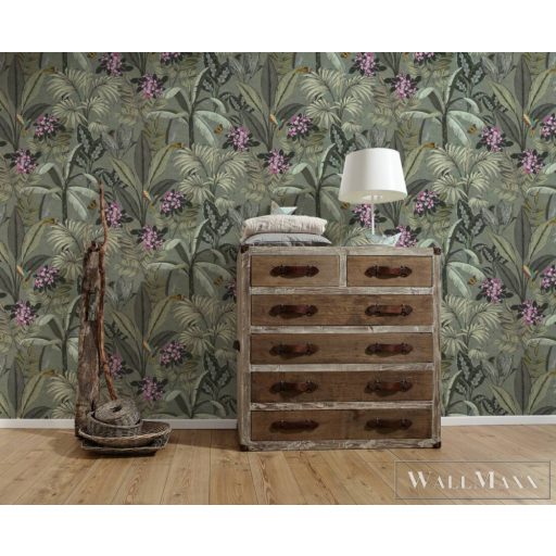 AS CREATION PintWalls 38738-2 zöld kolibri mintás grafikus tapéta