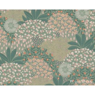   AS CREATION Nara 38740-1 zöld levél mintás grafikus tapéta