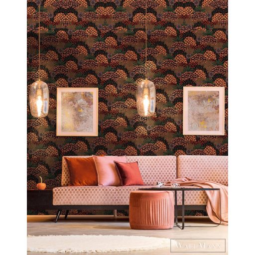 AS CREATION Nara 38740-3 sárga levél mintás grafikus tapéta