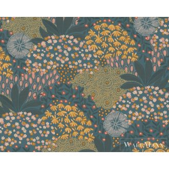   AS CREATION Nara 38740-4 kék levél mintás grafikus tapéta