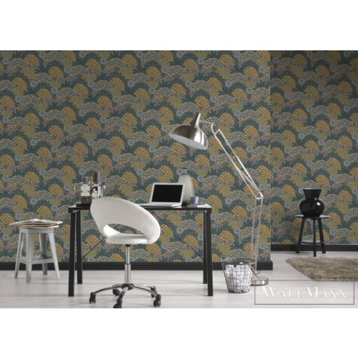 AS CREATION Nara 38740-4 kék levél mintás grafikus tapéta