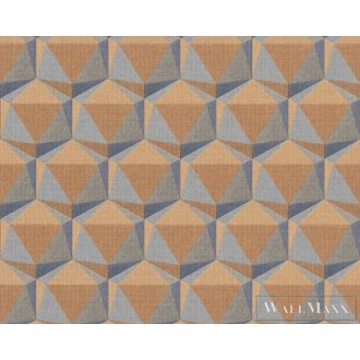   AS CREATION Nara 38748-3 kék, narancssárga Tér-hatású 3D-mintás Grafikus vlies tapéta