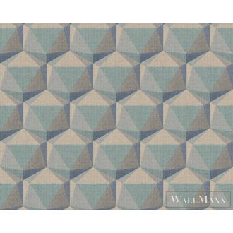   AS CREATION Nara 38748-4 bézs, kék, zöld Tér-hatású 3D-mintás Grafikus vlies tapéta