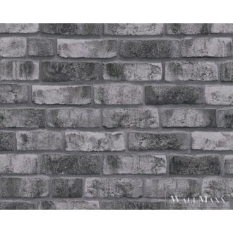   AS CREATION Black is Beautiful 38812-4 szürke 3D-tér-hatású-Tégla-mintás Klasszikus vlies tapéta