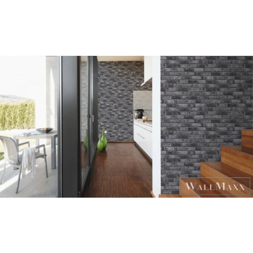 AS CREATION Black is Beautiful 38812-4 szürke 3D-tér-hatású-Tégla-mintás Klasszikus vlies tapéta