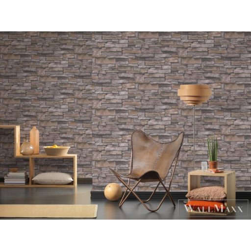 AS CREATION Terra 38813-3 bézs, barna 3D-tér-hatású-Tégla-mintás Modern vlies tapéta