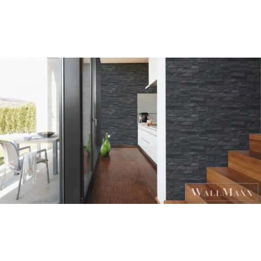 AS CREATION Black is Beautiful 38813-4 sötét 3D-tér-hatású-Tégla-mintás Modern vlies tapéta