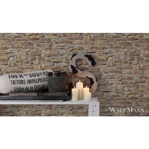 AS CREATION Elements II 38815-1 bézs tégla térhatású tapéta