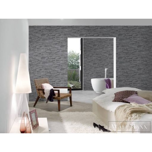 AS CREATION Metropolitan Stories 3 Travel Styles 38816-3 sötét, szürke 3D-tér-hatású-Tégla-mintás Modern vlies tapéta