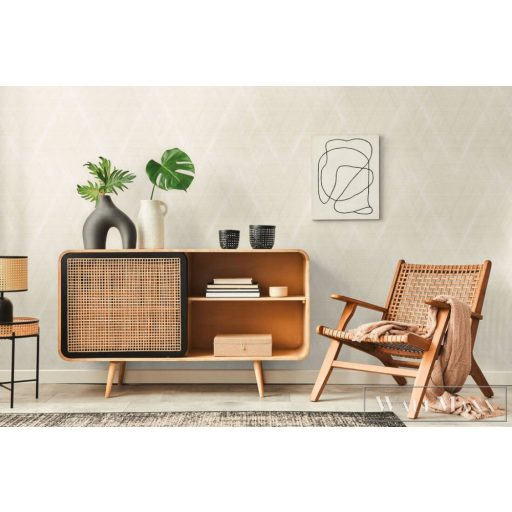 AS CREATION Battle of Style 38824-4 krémszínű, fémhatású, sárga Textil mintás Klasszikus vlies tapéta