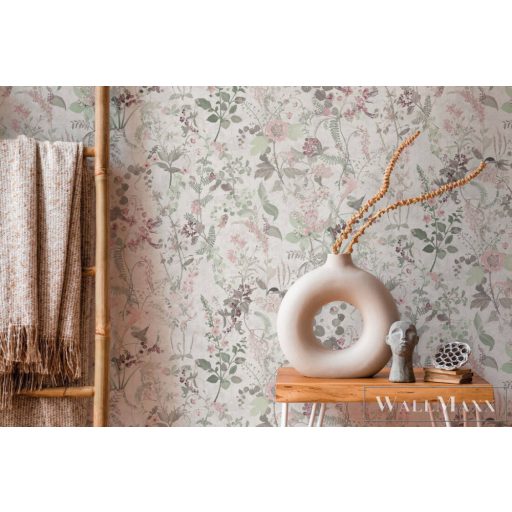 AS CREATION Battle of Style 38825-1 zöld levél mintás klasszikus tapéta