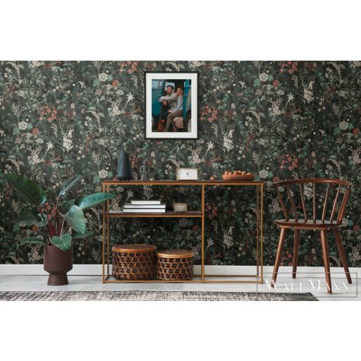 AS CREATION Battle of Style 38825-4 fekete levél mintás klasszikus tapéta