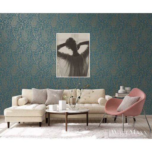 AS CREATION Battle of Style 38830-4 kék levél mintás klasszikus tapéta