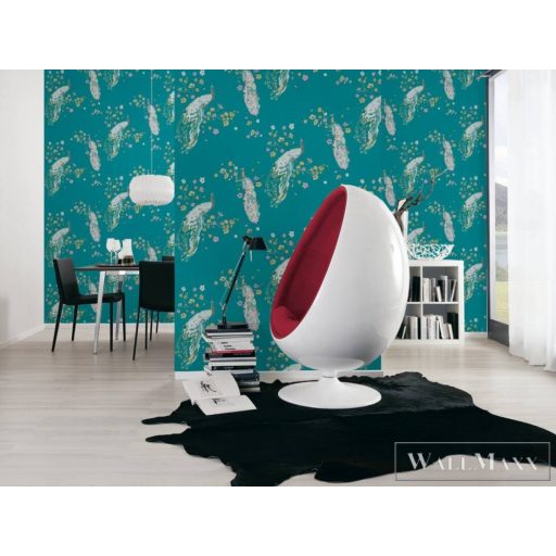 AS CREATION House of Turnowsky 38906-2 türkíz páva mintás grafikus tapéta