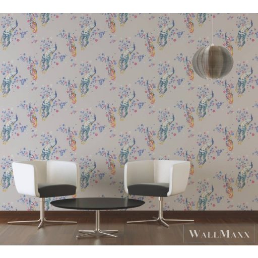 AS CREATION House of Turnowsky 38906-4 fehér páva mintás grafikus tapéta