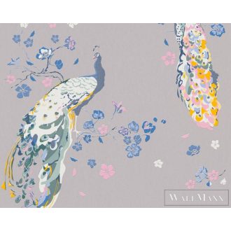   AS CREATION House of Turnowsky 38906-5 ezüst páva mintás grafikus tapéta