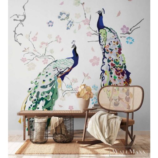 AS CREATION House of Turnowsky 38909-1 színes páva mintás grafikus tapéta