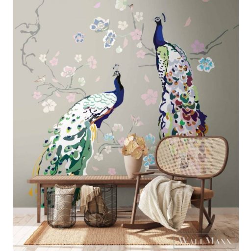 AS CREATION House of Turnowsky 38909-2 bézs páva mintás grafikus tapéta