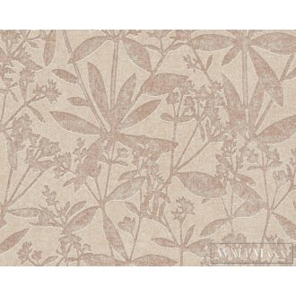   AS CREATION Terra 38924-2 bézs levélnyomat mintás modern tapéta