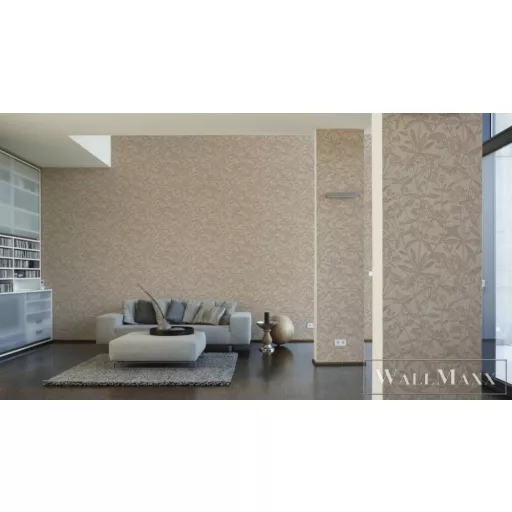 AS CREATION Terra 38924-2 bézs levélnyomat mintás modern tapéta