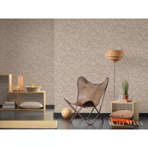 AS CREATION Terra 38924-2 bézs levélnyomat mintás modern tapéta