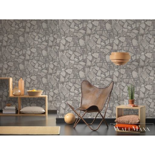 AS CREATION Terra 3893-36 ezüst kőlap mintás modern tapéta