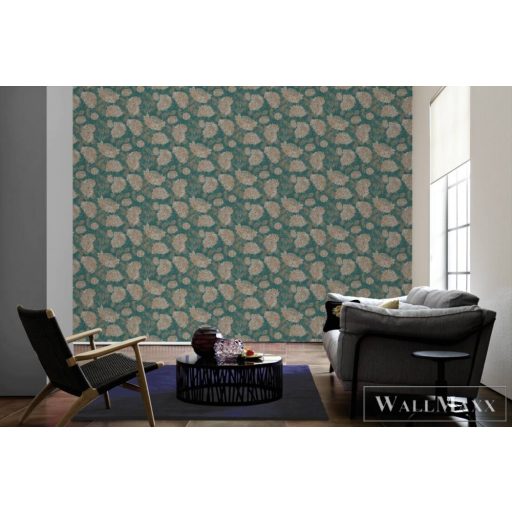 AS CREATION Attractive 2 39025-4 türkíz virág mintás grafikus tapéta