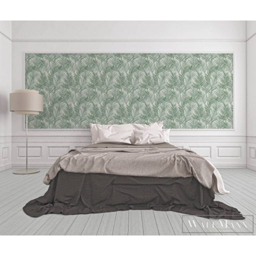 AS CREATION Attractive 2 39038-1 zöld levél mintás grafikus tapéta