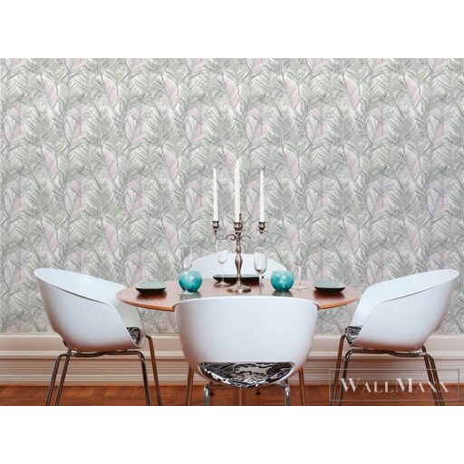 AS CREATION Attractive 2 39038-2 krémszínű levél mintás grafikus tapéta