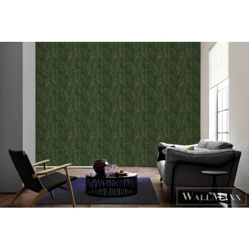 AS CREATION Attractive 2 39038-5 zöld levél mintás grafikus tapéta