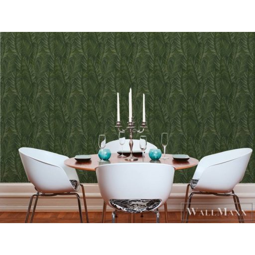 AS CREATION Attractive 2 39038-5 zöld levél mintás grafikus tapéta