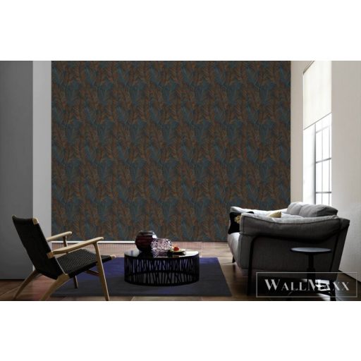 AS CREATION Attractive 2 39038-6 narancs-sárga levél mintás grafikus tapéta