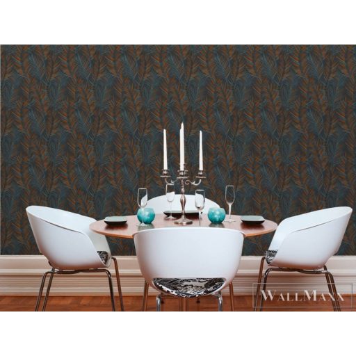 AS CREATION Attractive 2 39038-6 narancs-sárga levél mintás grafikus tapéta