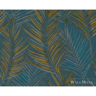   AS CREATION Attractive 2 39038-7 kék levél mintás grafikus tapéta