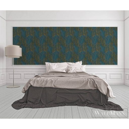 AS CREATION Attractive 2 39038-7 kék levél mintás grafikus tapéta