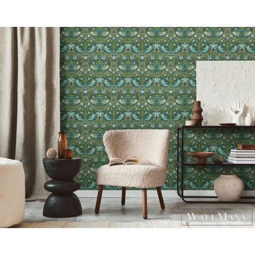 AS CREATION Art of Eden 39056-1 kék madár mintás barokk tapéta