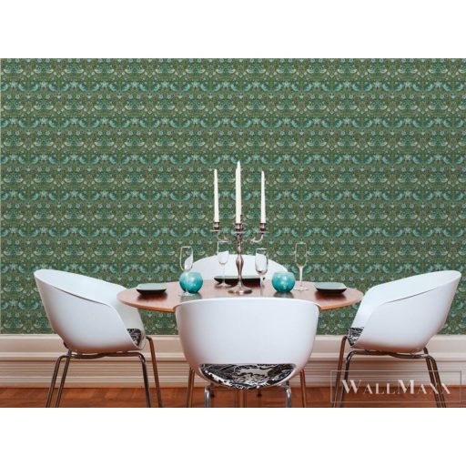 AS CREATION Art of Eden 39056-1 kék madár mintás barokk tapéta