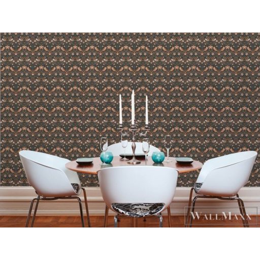 AS CREATION Art of Eden 39056-3 narancssárga madár mintás barokk tapéta