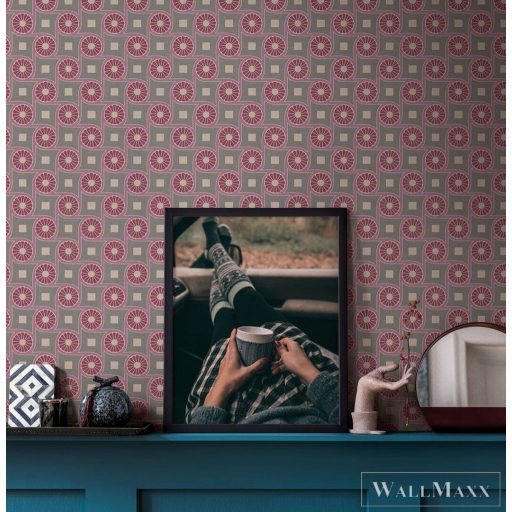 AS CREATION Art of Eden 39060-2 vörös grafikus barokk tapéta