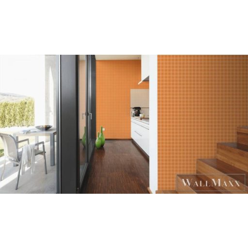 AS CREATION Art of Eden 39064-2 narancssárga kockás klasszikus tapéta