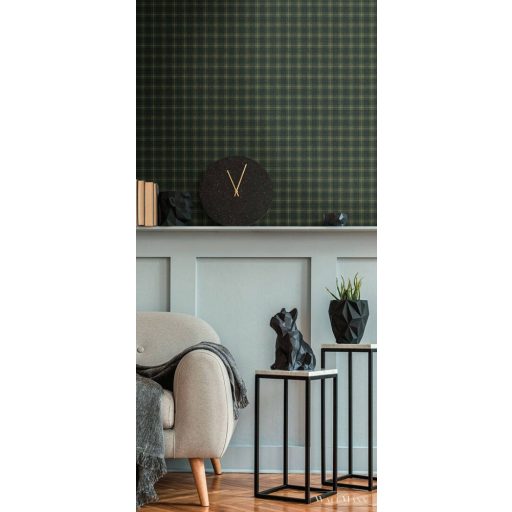 AS CREATION Art of Eden 39064-3 zöld kockás klasszikus tapéta