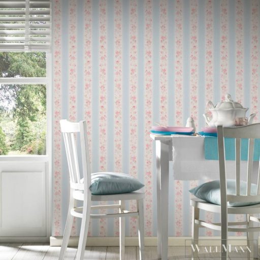 AS CREATION Maison Charme 39069-1 kék virág mintás klasszikus tapéta