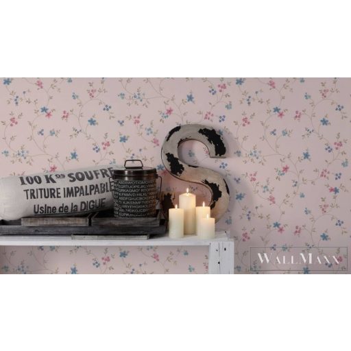 AS CREATION Maison Charme 39071-1 kék virág mintás klasszikus tapéta