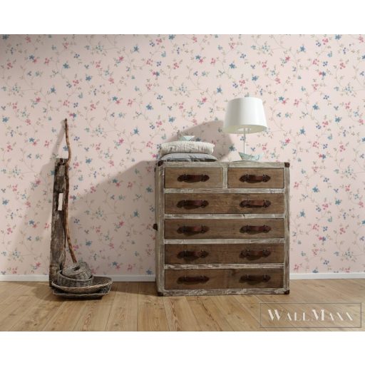 AS CREATION Maison Charme 39071-1 kék virág mintás klasszikus tapéta